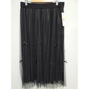 Nanette Lepore pleated tulle embellished with bows black skirt NWT
